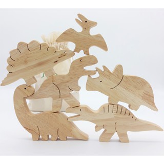 Đồ chơi mô hình gỗ-Thế giới khủng long (Bộ 06 khủng long)-Đồ chơi xếp gỗ cân bằng