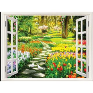 Tranh 3D dán tường cửa sổ có keo dán sẵn