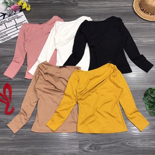 Áo thun tay dài lệch vai