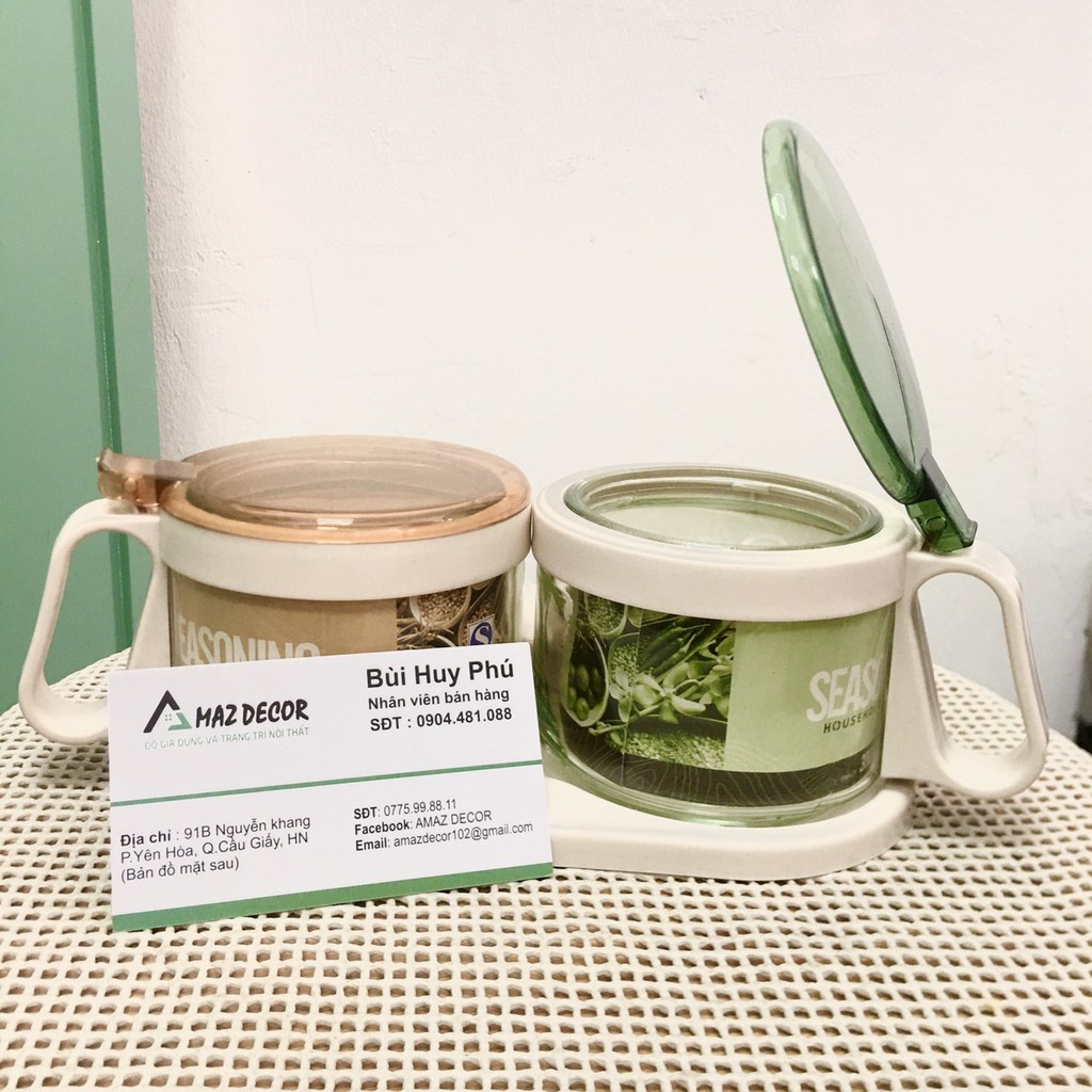 Bộ Hũ Đựng Gia Vị Thủy Tinh -TG2502 (bộ gồm 2 hũ+khay)