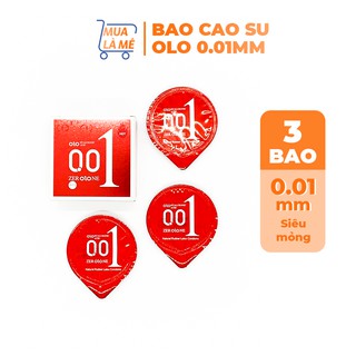 Bao cao su OLO siêu mỏng 0.01mm màu đỏ (3 bao/hộp)