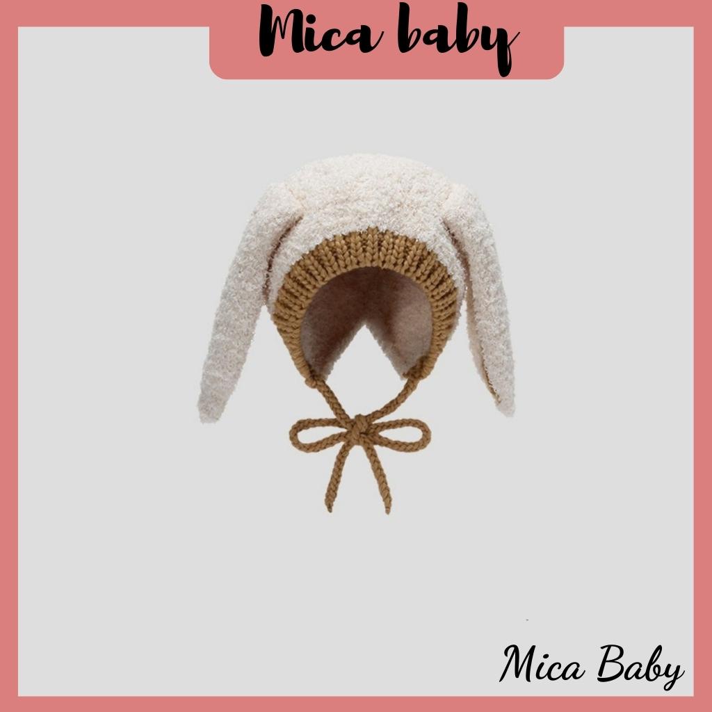 Mũ len hình tai thỏ bông xù đáng yêu cho bé Mica baby ML41