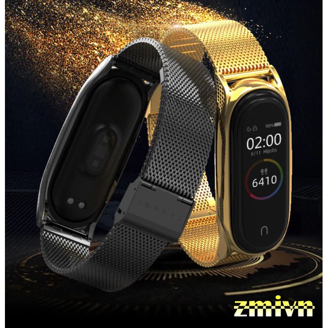 Dây đeo kim loại dành cho Xiaomi Miband 3 Miband 4 (bản Plus)