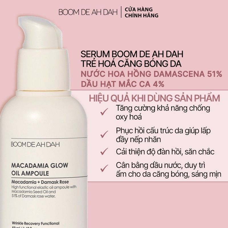 Serum Dưỡng Trắng Căng Bóng Da Boom De Ah Dah Niacinamide 10% + Arbutin 2% Ampoule 50ml