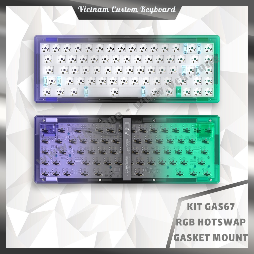 [Hot New] Bàn Phím C65 Trùm Phân Khúc | KIT GMK67 GAS67 Full Option | Gasket Mount | GAS GMK 67 Gateron Akko Cherry| VCK