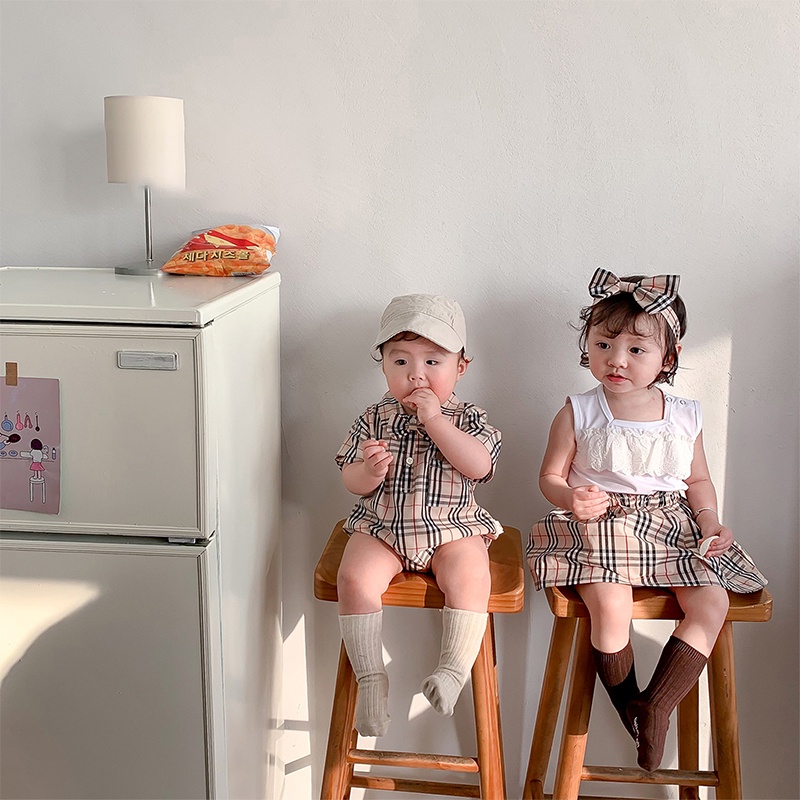 Áo Liền Quần Ngắn Tay Sọc Ngang In Chữ Cho Bé Trai Và Bé Gái Sơ Sinh