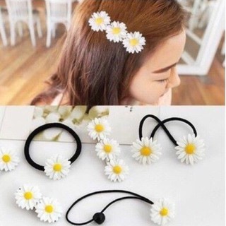 Dây Chun Buộc Tóc - Kẹp Buộc Tóc Hoa Cúc Trắng Cực Hot