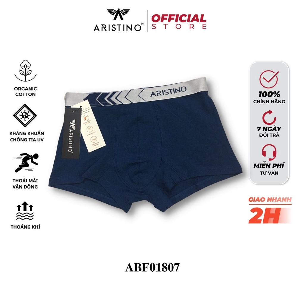 Quần lót sip nam ARISTINO ABX01807 boxer sợi cotton chitosan cao cấp mềm mịn kháng khuẩn khử mùi thấm hút mồ hôi