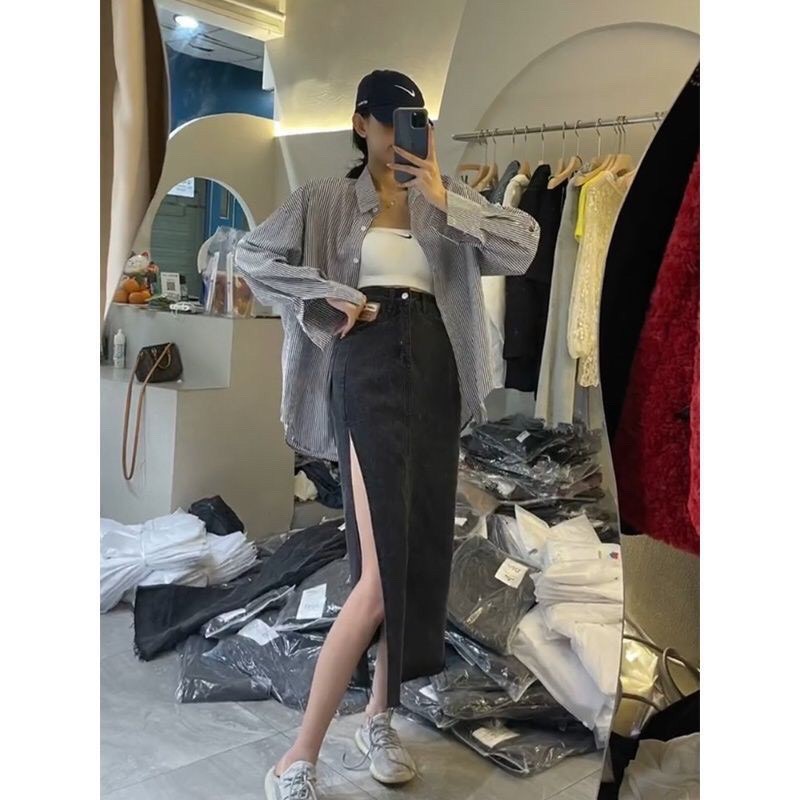 [Mã FAGREAT55 giảm tới 50K đơn 250K] Chân váy bò xẻ đùi CAO CẤP- Hàng có sẵn ( VẢI CO DÃN CAO CẤP- CÓ ẢNH THẬT) | BigBuy360 - bigbuy360.vn