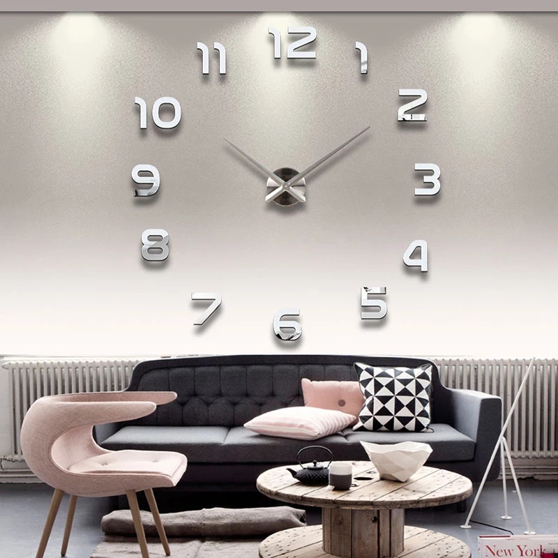 Creative 3D Acrylic Mirror Stickers Digital Wall Clock DIY Quartz Needle Modern Home Decor