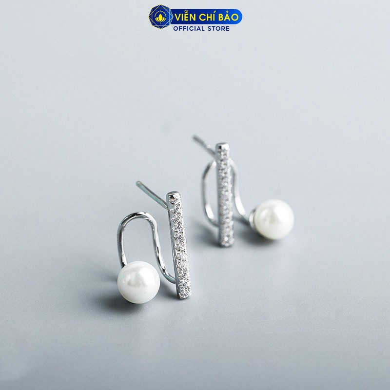 Khuyên tai bạc nữ Hạt châu đính đá chất liệu bạc 925 thời trang phụ kiện trang sức nữ Viễn Chí Bảo B400600