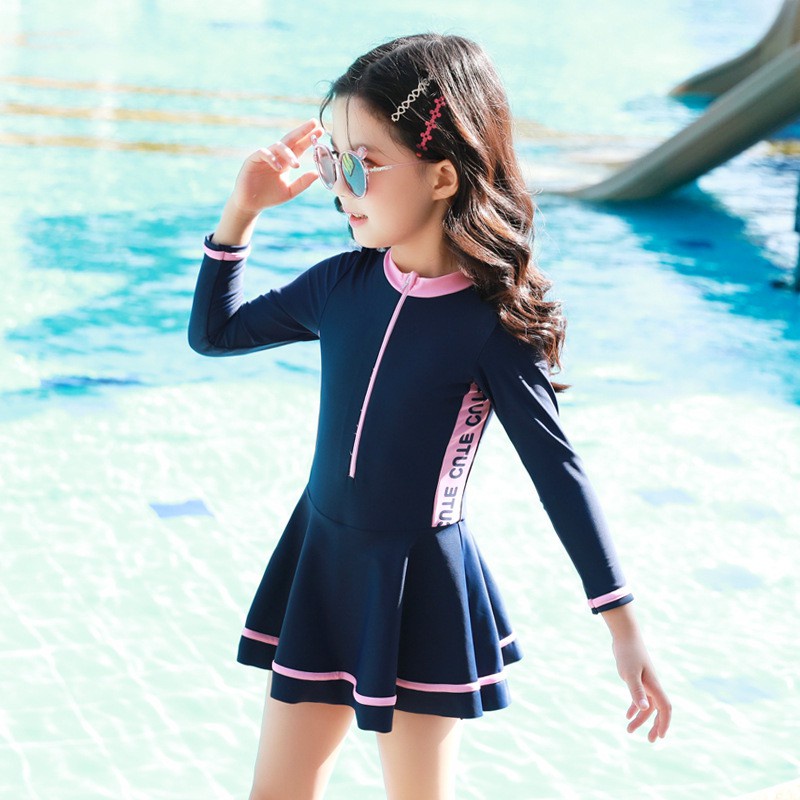 Bộ Đồ Bơi Một Mảnh Tay Dài Chống Nắng Dành Cho Bé Gái