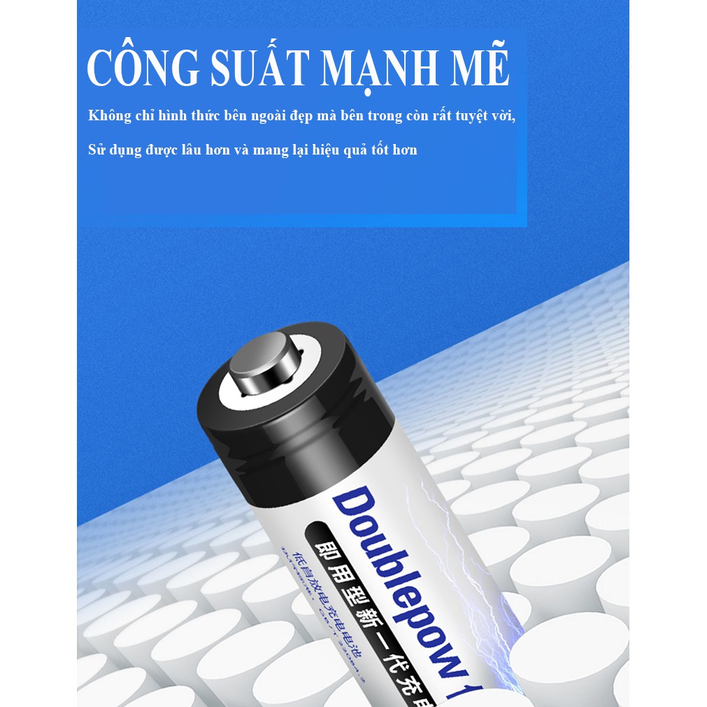 [Hàng chuẩn] Pin AA sạc lại Doublpow dung lượng 1300mAh - pin công nghệ mới (màu đen)