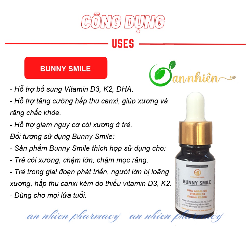 Bunny Smile - Hỗ trợ giảm nguy cơ còi xương ở trẻ, bổ sung Vitamin D3, K2, DHA