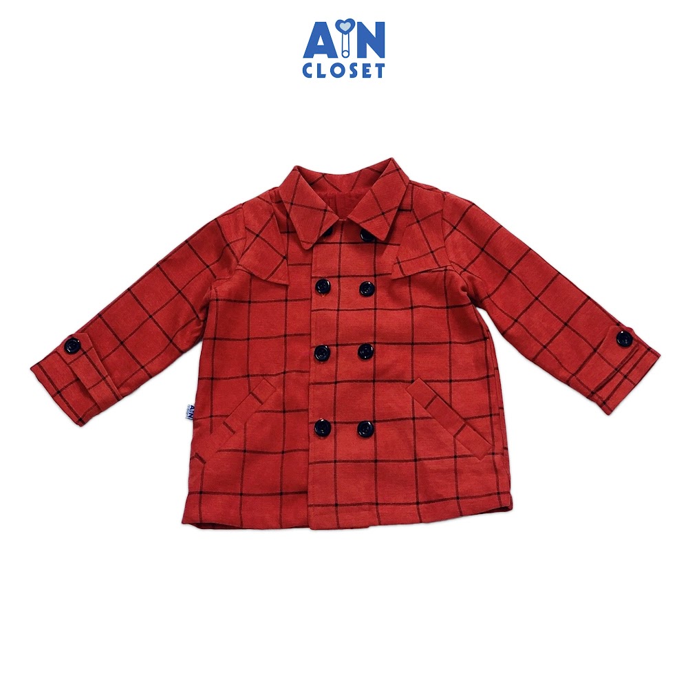 Áo khoác unisex họa tiết Caro cam đất thô nhung - AICDBTM3YBV2 - AIN Closet