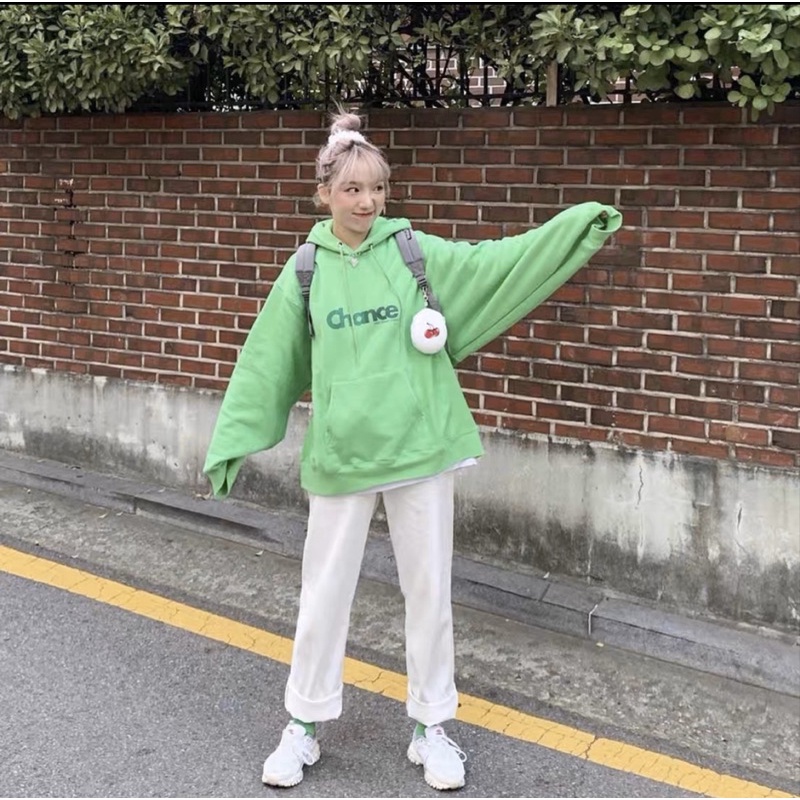 Áo Hoodie Tay Dài Túi Bụng Unisex Xanh Lá Chance