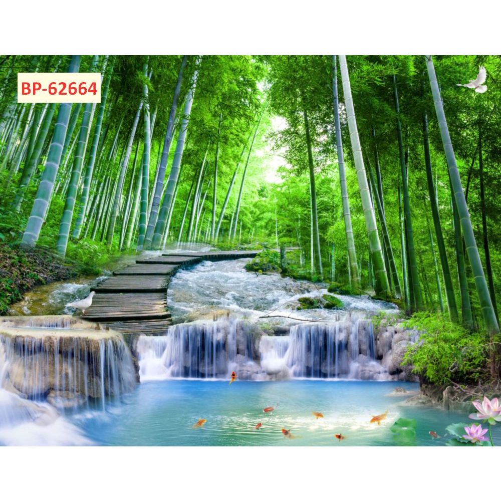 Tranh dán tường phong cảnh thác nước chảy êm đềm