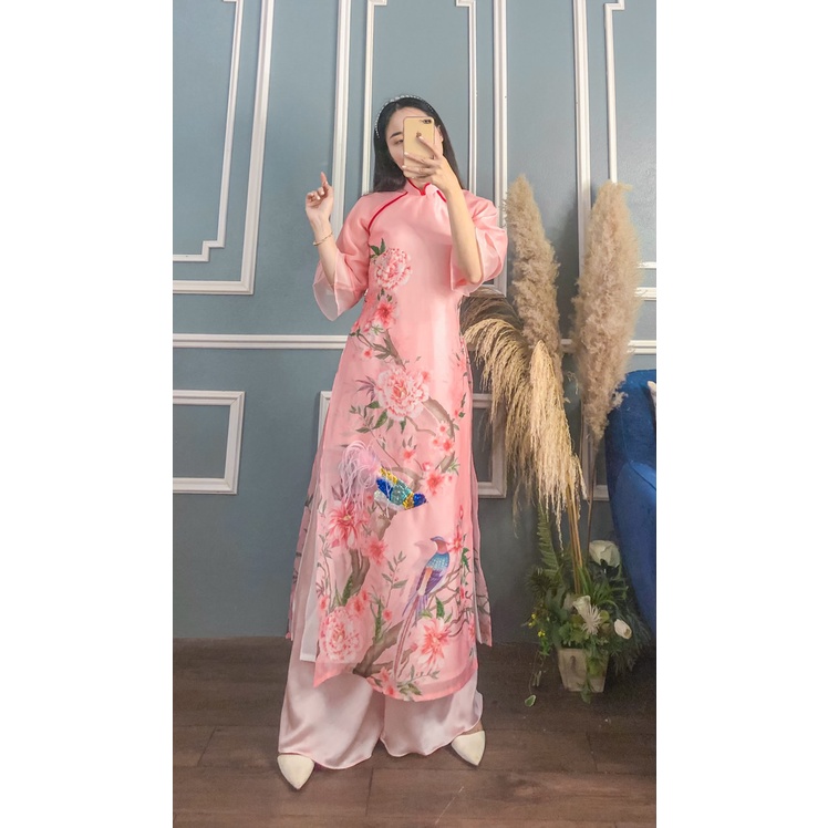 ÁO DÀI HỒNG MẪU ĐƠN CÓ QUẦN