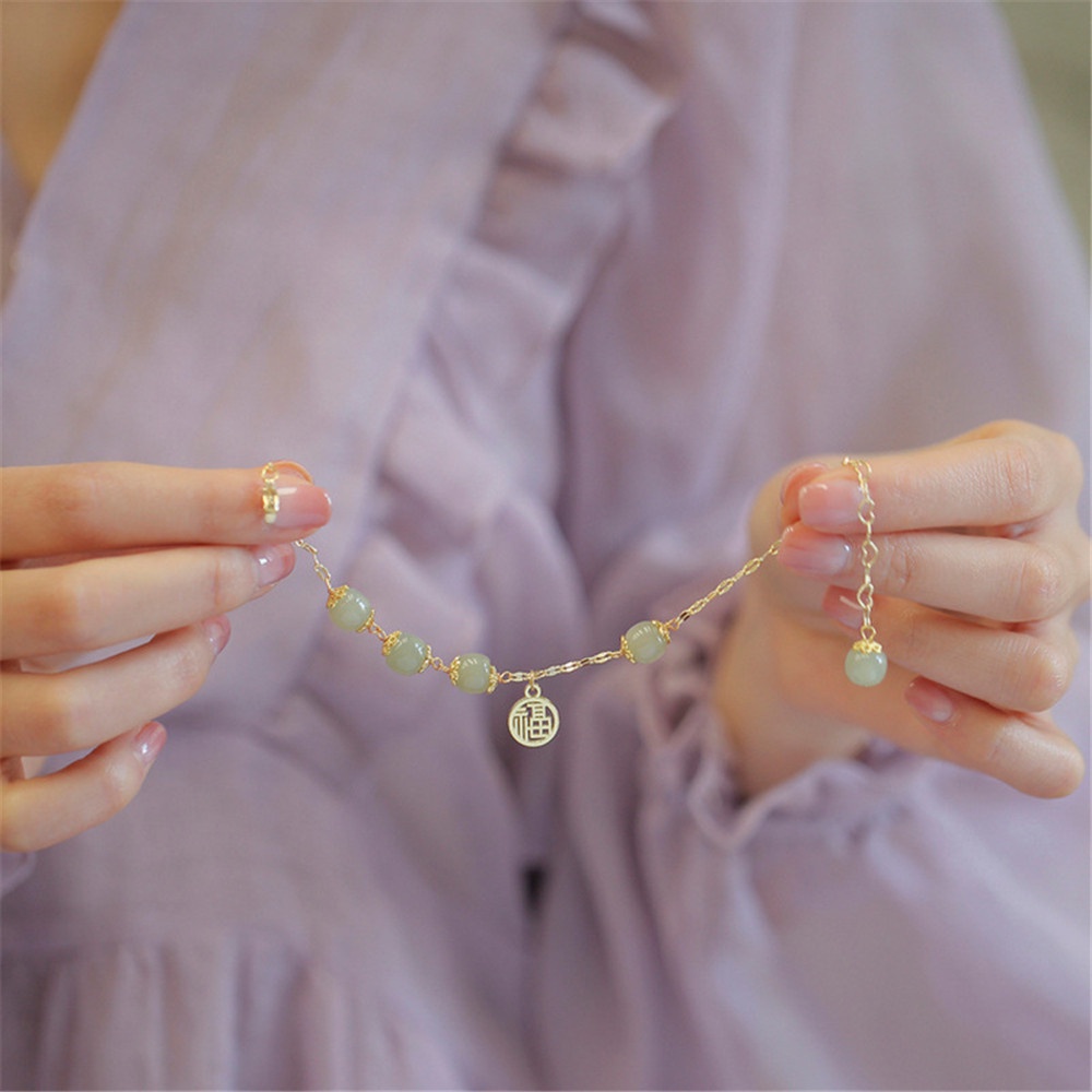 Vòng Tay Chuỗi Hạt Phối Mặt Chuông Phong Cách Trung Hoa