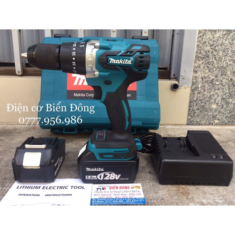 MÁY KHOAN PIN  FREESHIP MÁY KHOAN PIN MAKITA KHÔNG CHỔI THAN PIN 128V 10 cell pin MÔ TƠ TỪ CÓ BÚA 3 CHỨC NĂNG