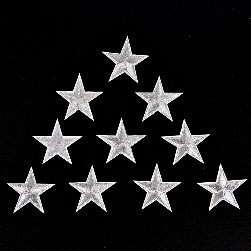 (Bi & 3c) 10pcs Silver Stars Iron On Patches Stickers Stickers