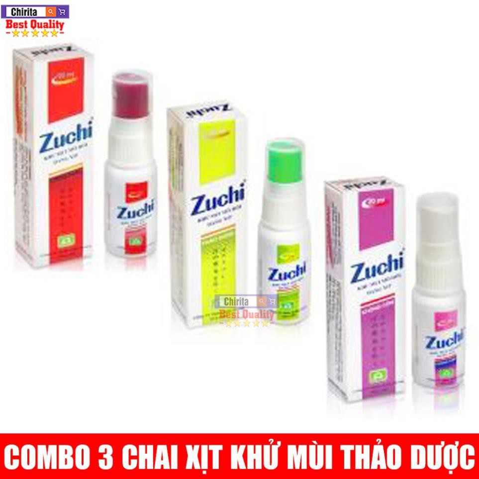 Combo 3 Chai Xịt Khử Mùi Hôi Cơ Thể ZUCHI Thảo Dược 20Ml