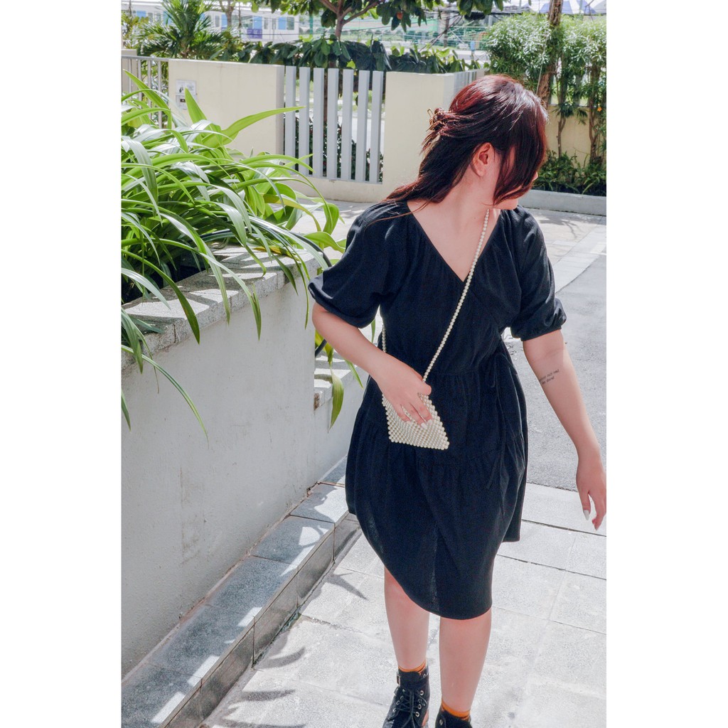 Đầm vạc chéo tay bồng, chun eo DOKESI  - Rosie Dress