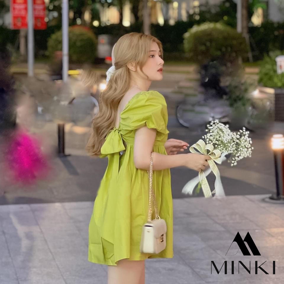 ĐẦM TAY BỒNG NƠ LƯNG SIÊU XINH - CHẤT LIỆU CAO CẤP - MÀU XANH BƠ | BigBuy360 - bigbuy360.vn