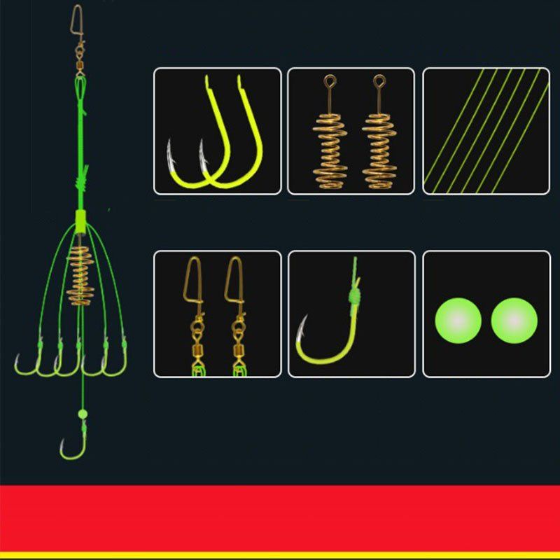 Lưỡi câu lăng xê  màu xanh lá - 1 bom 6 lưỡi