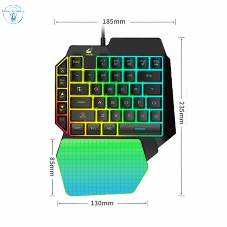 Bàn phím một tay giả cơ led đổi màu 39 phím chuyên game mobile pubg Free Fire trên điện thoại, máy tính bảng, Laptop