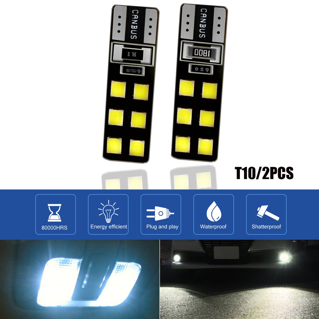 2PCS Canbus T10 Bóng đèn Led Nội thất Xe hơi Đèn đọc sách Mái vòm Bản đồ Cửa Tấm Giấy phép Đèn LED Thay thế Bóng đèn 12V 6000K