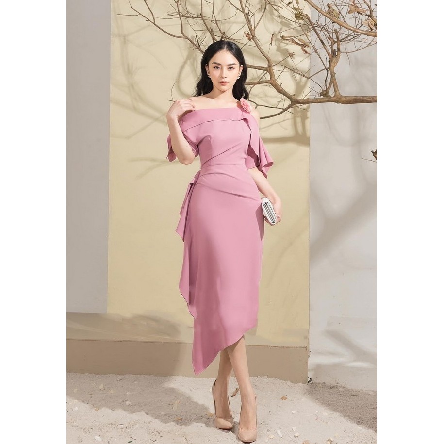 Đầm váy ôm trễ vai lệch tà 2388 (kèm hình thật - freesize)