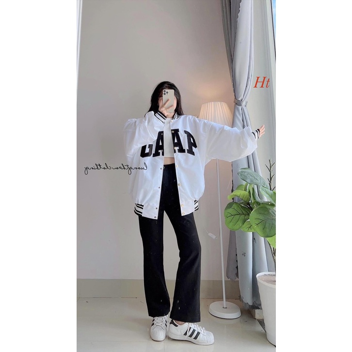 [ XẢ HÀNG ] Áo Khoác gió Bomber GAP 2 màu đen + trăng