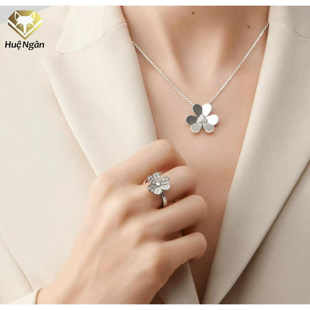 Dây chuyền bạc Ý 925 Huệ Ngân Cỏ 3 lá may mắn PP1409