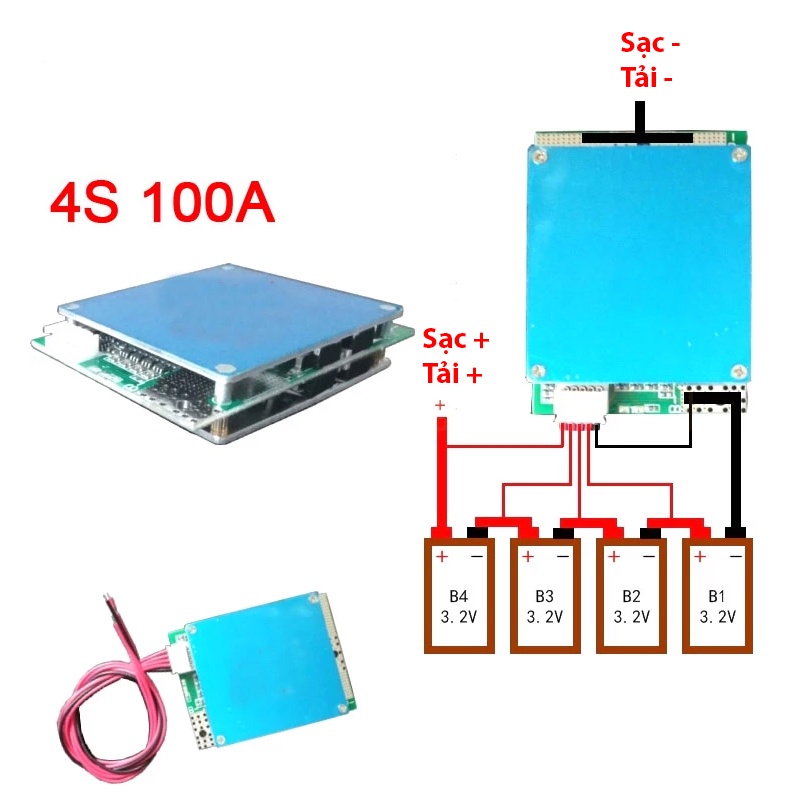 Mạch 4S 100A 12V BW bảo vệ pin sắt Li-Fe 3.2V