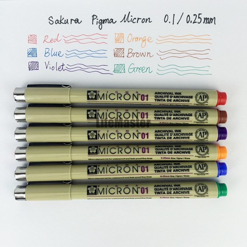 MICRON 01 (0.25 MM) - BÚT LINE MÀU ĐI NÉT CHUYÊN NGHIỆP SAKURA PIGMA MICRON