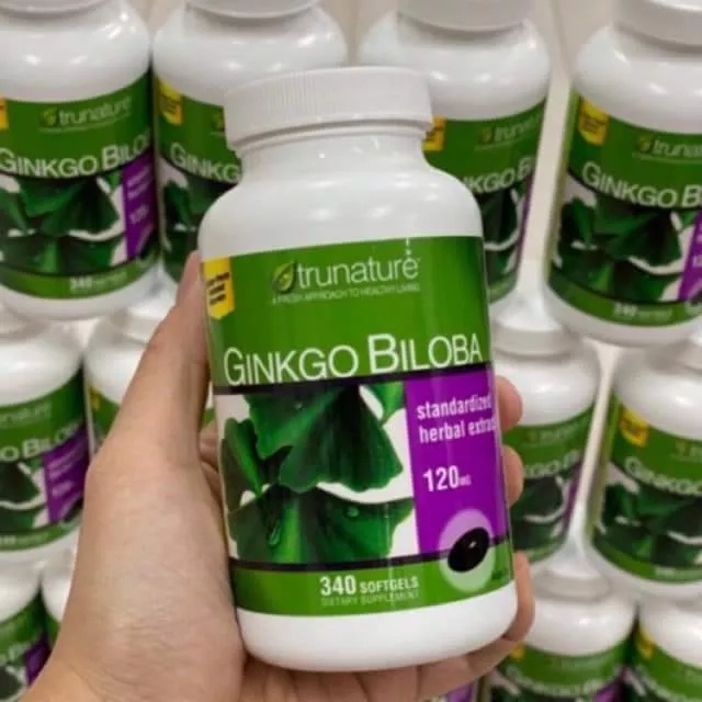 Viên Uống Ginkgo Biloba 120mg Trunature Mỹ 340 Viên Bổ Não Tăng Trí Nhớ I  hãng Mỹ chính hãng