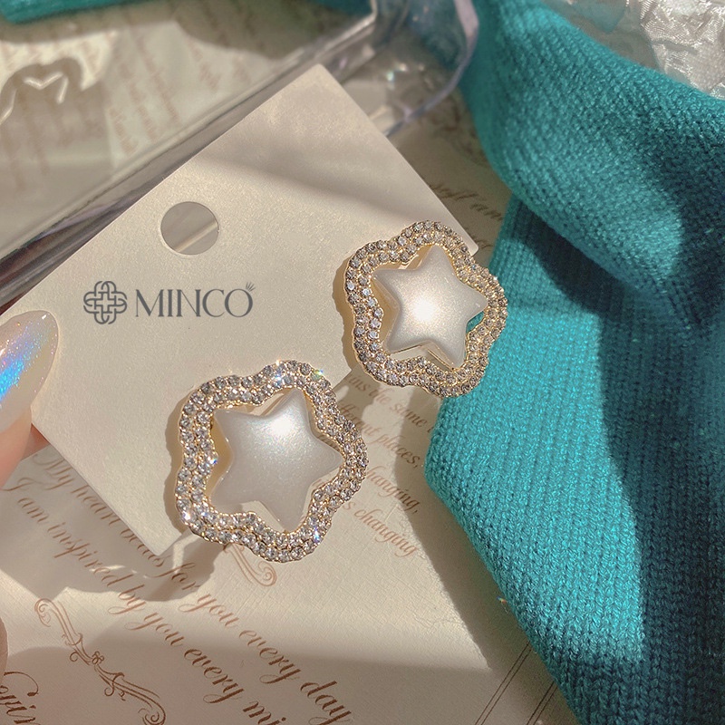 Bông tai đẹp Minco Accessories ngôi sao đá lấp lánh phụ kiện thời trang đẹp phong cách Hàn Quốc BT142
