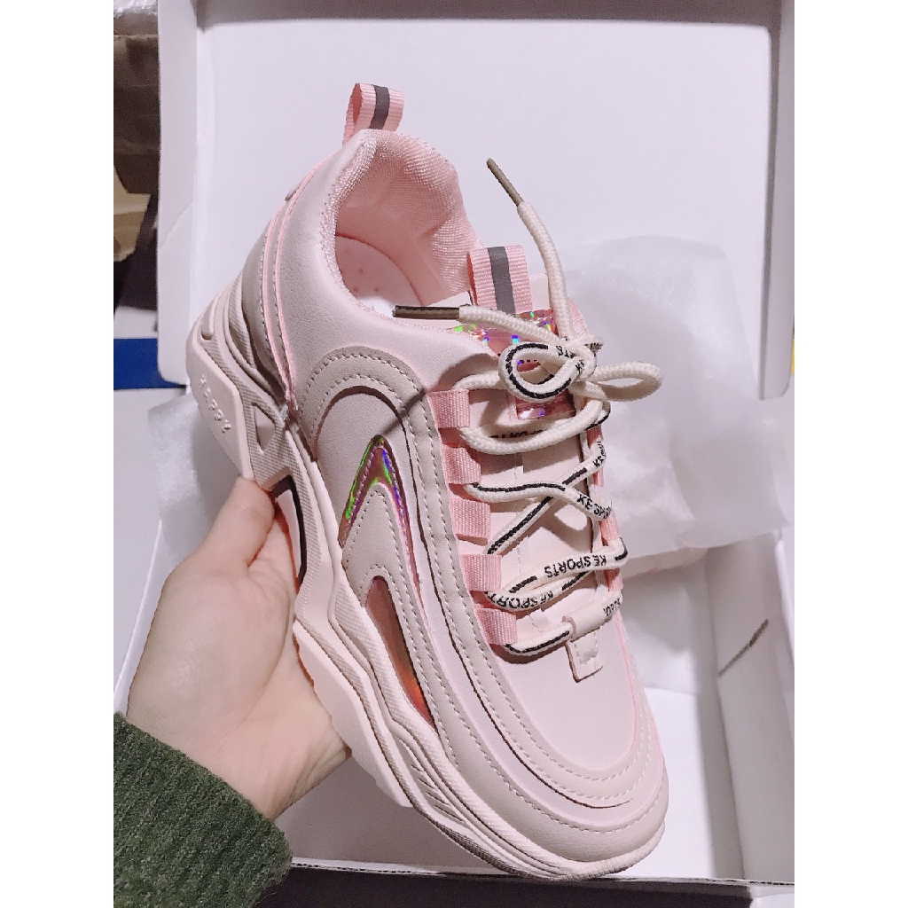 [Mã FAGREEN245 giảm 10% tối đa 30k đơn từ 99k] Giày thể thao nữ màu hồng phối màu phong cách hàn quốc B67 | BigBuy360 - bigbuy360.vn