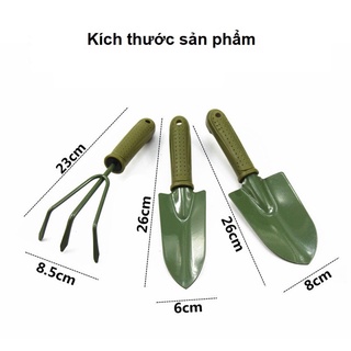 Bộ dụng cụ làm vườn 3 món xẻng, xúc, cào làm bằng thép cao cấp