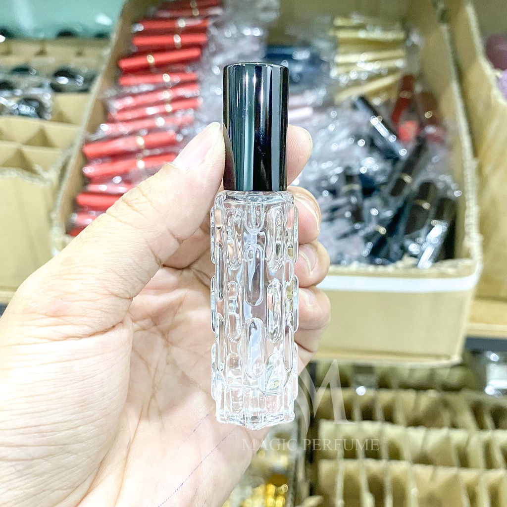 Combo ống đựng nước hoa thủy tinh cao cấp 10ml hình lục giác có vân dạng phun sương