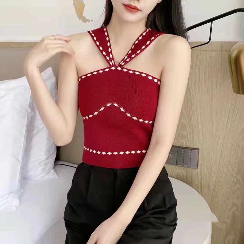 Áo croptop SUXI hai dây ôm dáng phong cách Hàn Quốc thời trang cho nữ