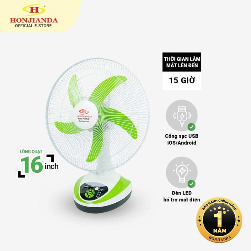 QUẠT VÀ ĐÈN SẠC TÍCH ĐIỆN HONJIANDA- HJD-FL-316