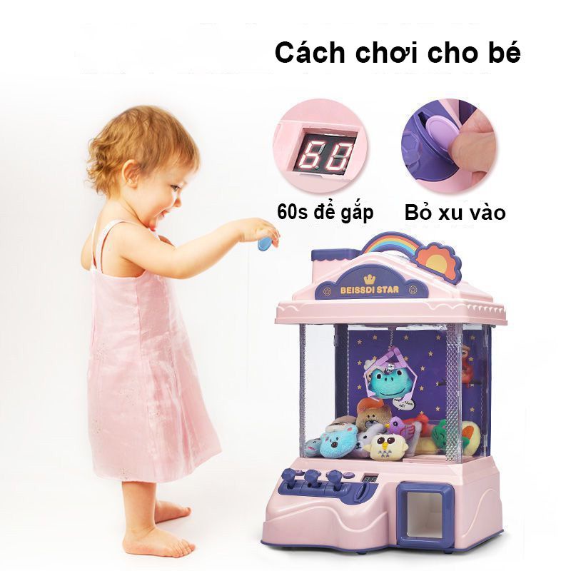 Gắp thú bông mini cho bé kích thước lớn kèm xu đếm thời gian