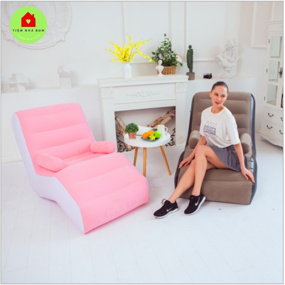 {Hàng cao cấp]Ghế sofa lười bơm hơi, nệm hơi nằm nghỉ ngơi, thư giãn hình chữ S có tay dựa