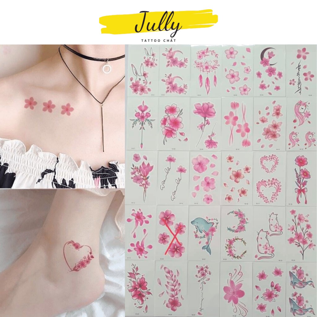 Hinh xăm dán mini chống thấm nước, xăm tạm thời combo 5 tấm theo chủ đề JULLY Tattoo chất