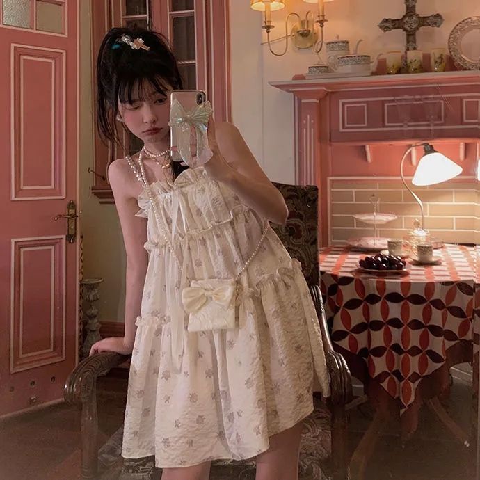 Đầm Nữ In Hoa Phong Cách Nhật Bản Xinh Xắn