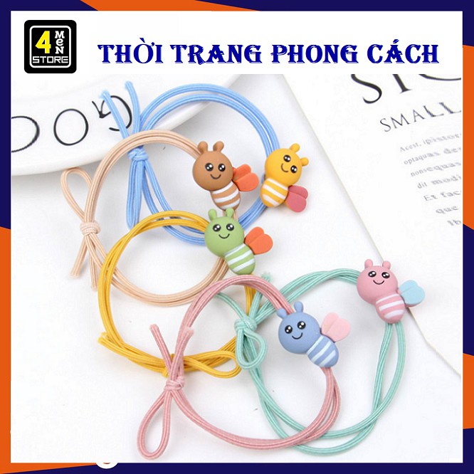 Set 10 Dây Cột Tóc Thiết Kế Hoa Tiết Con Ong Màu Kẹo Dễ Thương Cho Bé Gái ,Combo 10 Buộc Tóc l Thun Cột Tóc Hình Con Ông