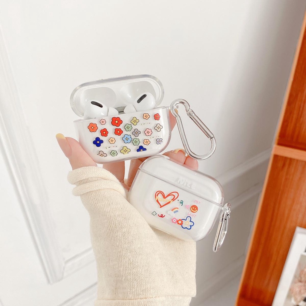 Vỏ bảo vệ hộp sạc tai nghe không dây từ TPU mềm họa tiết hoa dễ thương thích hợp cho Airpods 1/2/3 pro