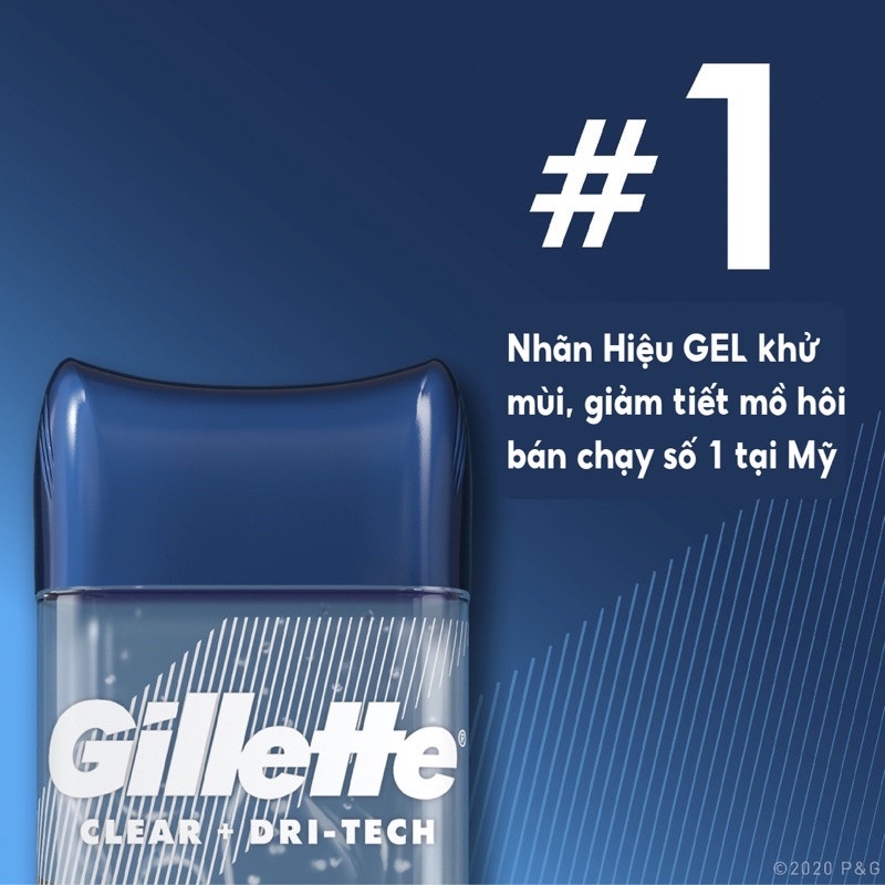 Lăn Khử Mùi Gillette Clear Gel 107g 72H Cool Wave anti white mark Phiên bản mới